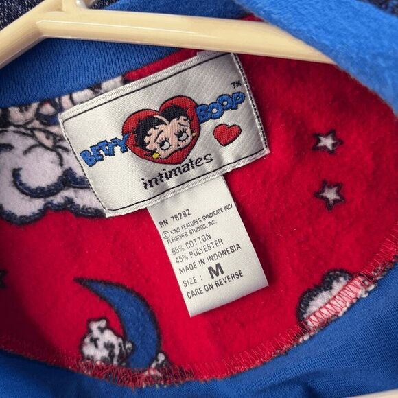 Betty Boop Intimates Pajama PJ Set Shirt Shorts Blue Red Womens Medium Vintage - Picture 7 of 9